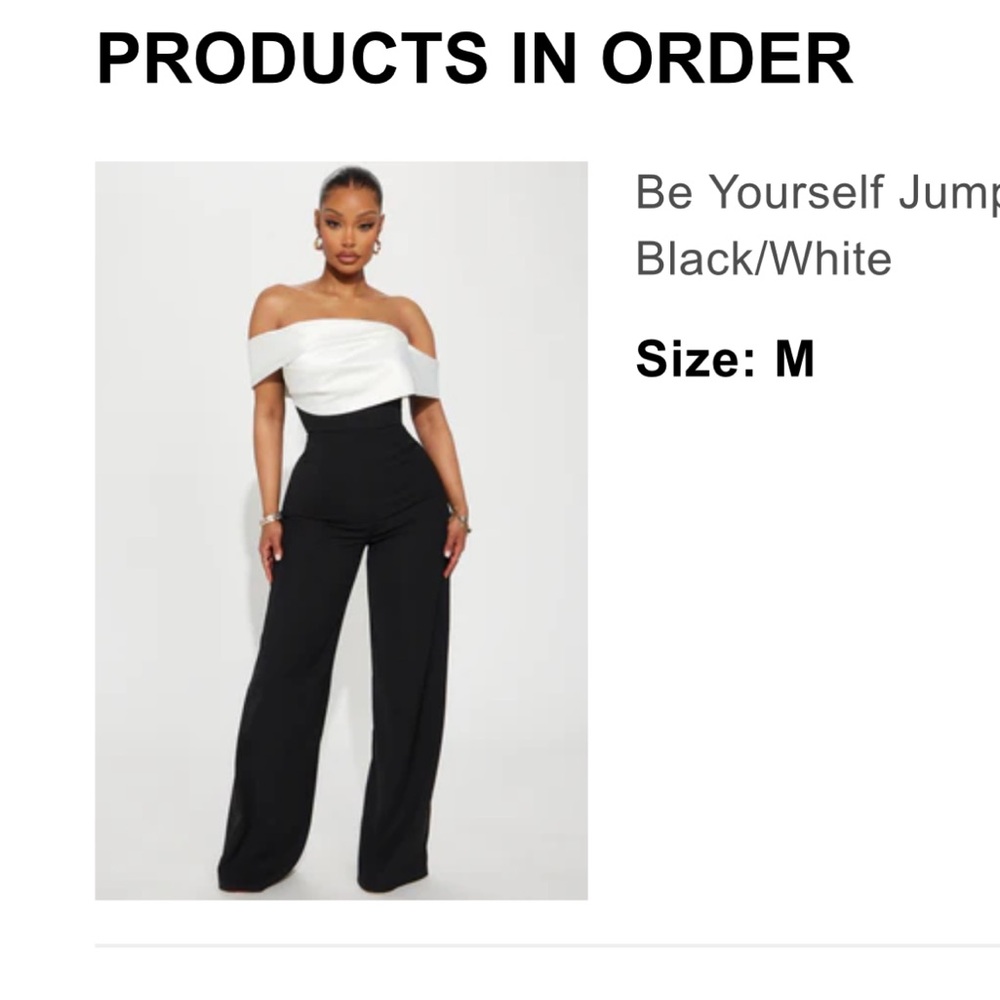 Fashion Nova Black and White Jumpsuit Elegant Wide-Leg Design